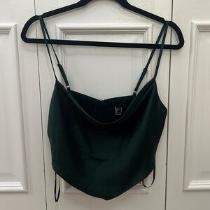forever 21 emerald green satin crop top